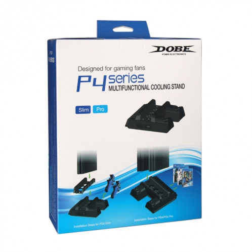 DOBE TP4-882 3 en 1 Console de jeu Ventilateur de refroidissement + Fentes de stockage de jeu + Contrôleur de jeu Dock de charge pour Sony PS4 / PS4 Pro / PS4 Slim (Noir) SD016B1038-07