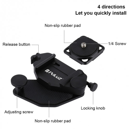 PULUZ Capture Camera Clip Clip en alliage d'aluminium CNC à dégagement rapide avec plaque (noir) SP272B379-09