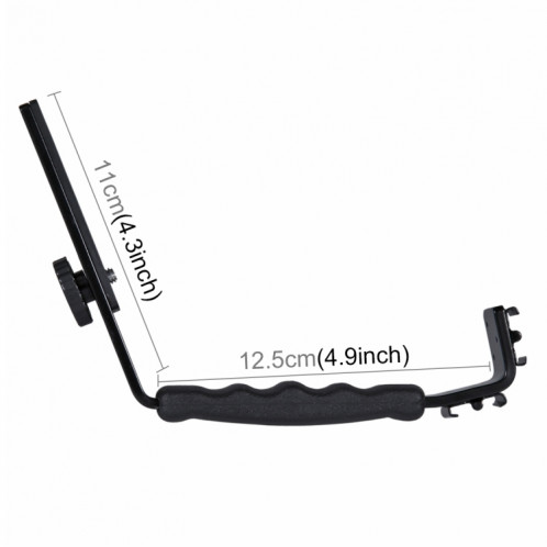 PULUZ L-Shape Bracket Support pour poignées avec monture de griffe double face pour flash vidéo, appareil photo reflex numérique SP30111992-09