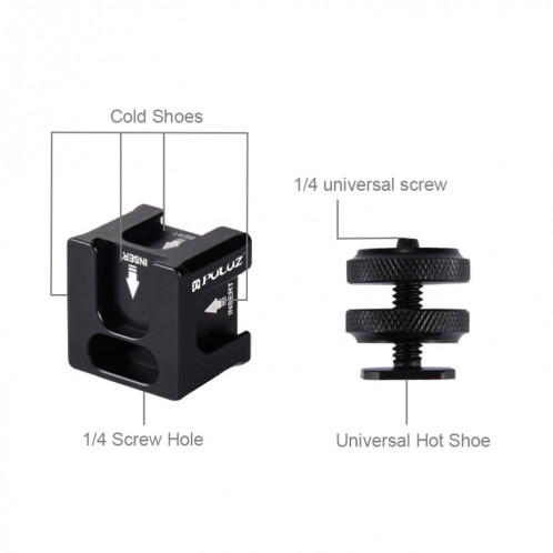 PULUZ 4-Head Hot Shoe Mount Adapter Microphone Flash Light Support de support en alliage d'aluminium SP3032364-05