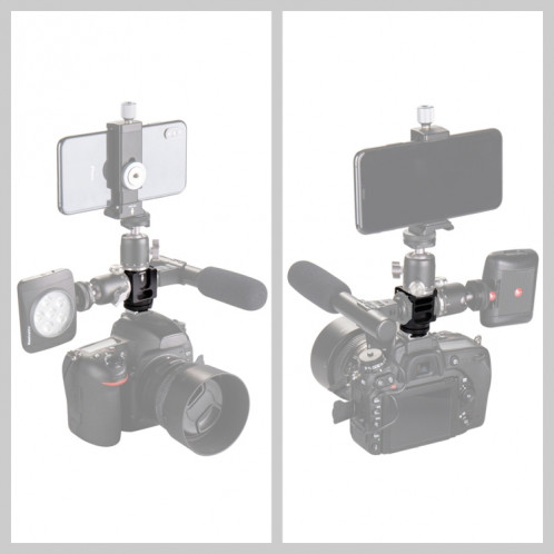 PULUZ 4-Head Hot Shoe Mount Adapter Microphone Flash Light Support de support en alliage d'aluminium SP3032364-05