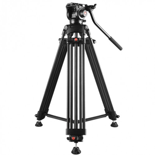 Trépied en alliage d'aluminium pour caméscope vidéo professionnel PULUZ avec tête de glissement fluide pour appareil photo reflex numérique / reflex, hauteur réglable: 80-160 cm (noir) SP047B734-011