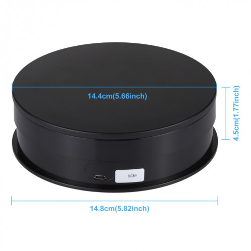 PULUZ 15CM USB SUPPORT DE PLATEUR DE TOURNETTABLE DE TAPIDE DE TAPITIQUE VÉHICULE DE TRANSPORT DE TRAVAILLAGE Tournage pour la photographie, charge 1-5kg (noir) SP048B807-010