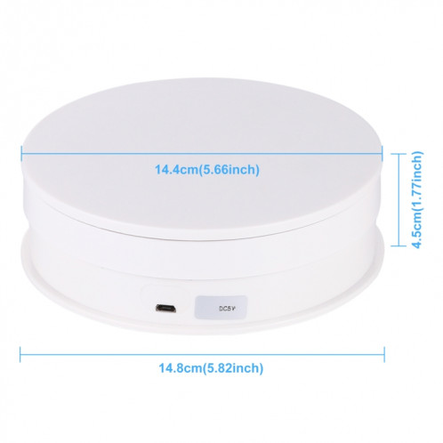PULUZ 15CM USB PLATEUR PLATIFIBLAGE PLATEUR DE TAPITIF DE TRAVAILLE DE TRAVAILLEUR DE TRAVAILLE DE TRAVAILLE DE TAPITIF POUR LA PHOTOGIE POUR LA PHOTOGIE, CHARGE 1-5KG (Blanc) SP048W470-010