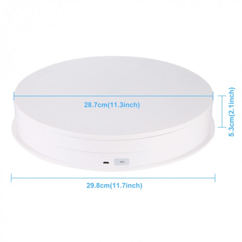 PULUZ 30cm USB Tourne-Disque Rotatif Électrique Présentoir Accessoires De Prise De Vue Vidéo Tourne-Disque pour La Photographie, Charge 10-20kg (Blanc) SP049W1410-010