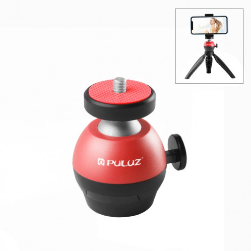 Adaptateur de trépied ABS à tête sphérique en alliage d'aluminium CNC à vis 1/4 pouce PULUZ (rouge) SP056R94-06