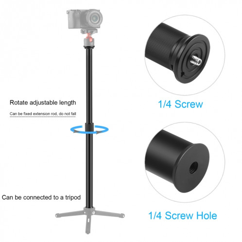 Extension télescopique Puluz Porte-tige d'arbre central, Tige Longueur: 33-60cm (Noir) SP066B806-05