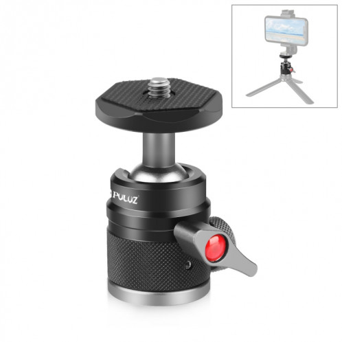 Adaptateur de tête de boule en alliage en alliage d'aluminium PULUZ 360 PANORAMA AVEC LOCK (Noir) SP093B356-06