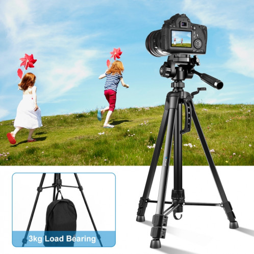Puluz en aluminium selfie live trépied avec une pince à tête et un téléphone en trois dimensions (noir) SP096B728-010
