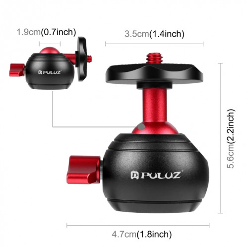 Adaptateur de rotule pour trépied métallique panoramique PULUZ à 360 degrés (rouge) SP104R1235-07