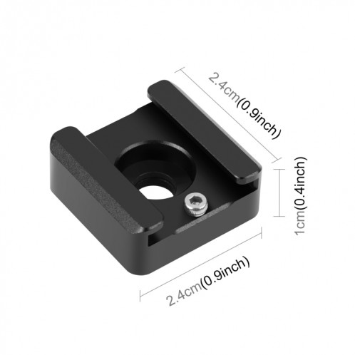 PULUZ Expand Cold Shoe Mount Adapter Microphone Flash Light Support de support en alliage d'aluminium (Noir) SP108B1581-07
