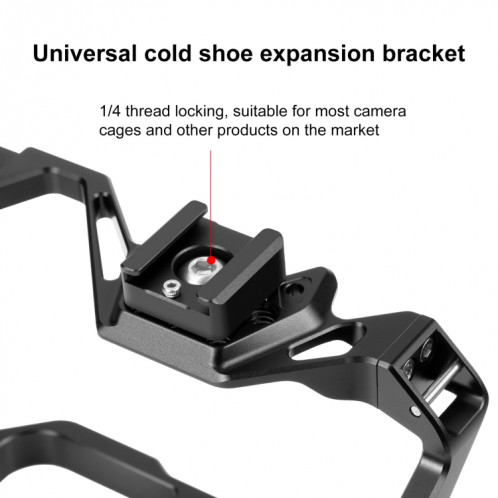 PULUZ Expand Cold Shoe Mount Adapter Microphone Flash Light Support de support en alliage d'aluminium (Noir) SP108B1581-07