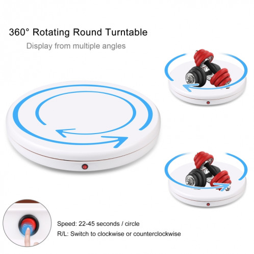 PULUZ 45cm Télécommande Ajustant La Vitesse Rotation Platine Présentoir, Blanc, Charge 100kg SP46EU1041-09