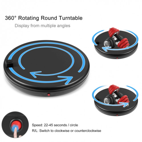 PULUZ 45cm Télécommande Ajustant La Vitesse Tournante Présentoir Avec Prise De Courant, Noir, Charge 100kg SP47EU406-09