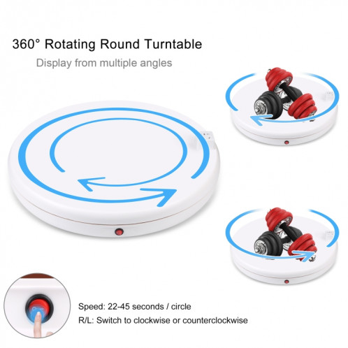 PULUZ 45cm Télécommande Ajustant La Vitesse Tournante Présentoir Avec Prise De Courant, Blanc, Charge 100kg SP48EU1308-09