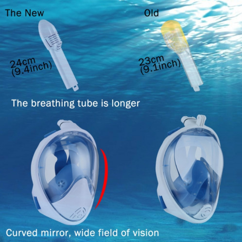 PULUZ 240mm Plier Tube Sports nautiques Équipement de plongée complet Dry Snorkel Masque pour GoPro HERO6 / 5/5 Session / 4 Session / 4/3 + / 3/2/1, Xiaoyi et autres caméras d'action, taille S / M (Bleu) SP325L1560-016