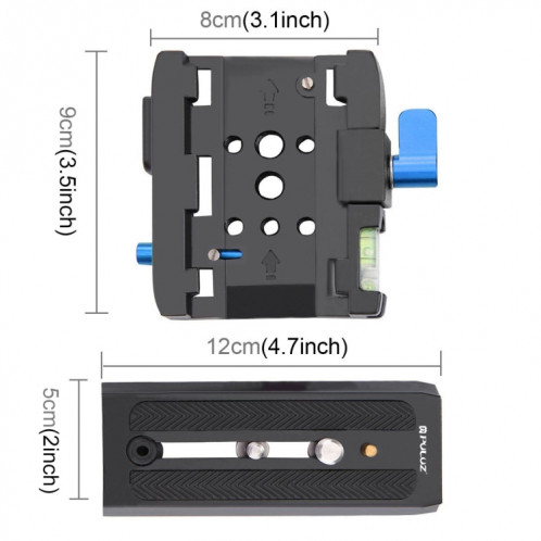Adaptateur de fixation rapide PULUZ + plaque de fixation rapide pour appareils photo reflex numériques et reflex (noir) SP502B57-09
