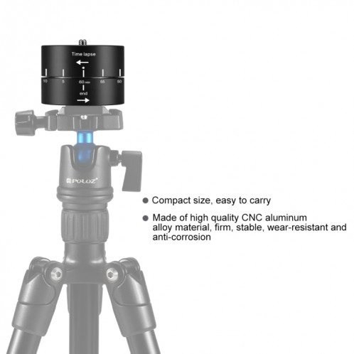 Rotation panoramique PULUZ à 360 degrés Adaptateur principal pour trépied avec stabilisateur en accéléré SP3515781-08