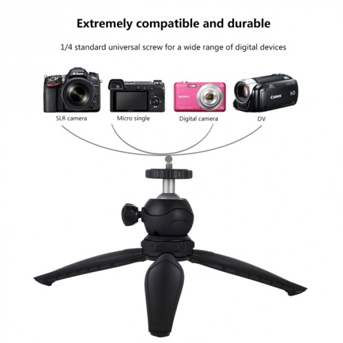 Support de trépied en plastique avec poche pour PULUZ 20cm et rotule à 360 degrés pour téléphones intelligents, GoPro, appareils photo DSLR (Noir) SP537B729-09