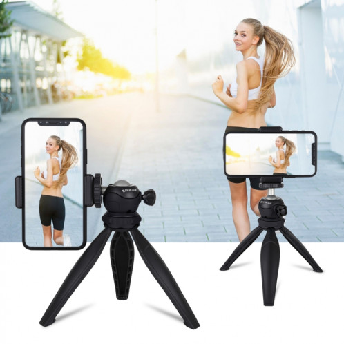 Support de trépied en plastique avec poche pour PULUZ 20cm et rotule à 360 degrés pour téléphones intelligents, GoPro, appareils photo DSLR (Noir) SP537B729-09