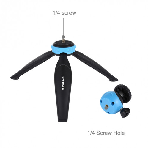 PULUZ Support de trépied en plastique de poche de 20 cm avec rotule à 360 degrés pour smartphones, GoPro, appareils photo reflex numériques (bleu) SP537L320-09