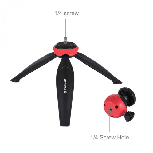 PULUZ Support de trépied en plastique de poche de 20 cm avec rotule à 360 degrés pour smartphones, GoPro, appareils photo reflex numériques (rouge) SP537R1701-09