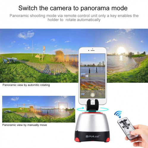 Tête panoramique PULUZ Electronic à rotation à 360 degrés avec télécommande pour téléphones intelligents, GoPro, appareils photo DSLR (rouge) SP360R1237-025