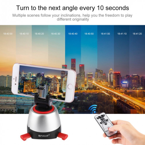Tête panoramique PULUZ Electronic à rotation à 360 degrés avec télécommande pour téléphones intelligents, GoPro, appareils photo DSLR (rouge) SP360R1237-025