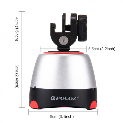 Tête panoramique PULUZ Electronic à rotation à 360 degrés avec télécommande pour téléphones intelligents, GoPro, appareils photo DSLR (rouge) SP360R1237-025