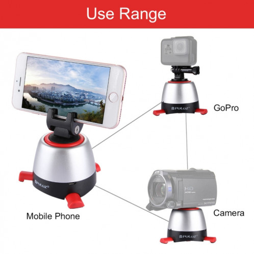 Tête panoramique PULUZ Electronic à rotation à 360 degrés avec télécommande pour téléphones intelligents, GoPro, appareils photo DSLR (rouge) SP360R1237-025