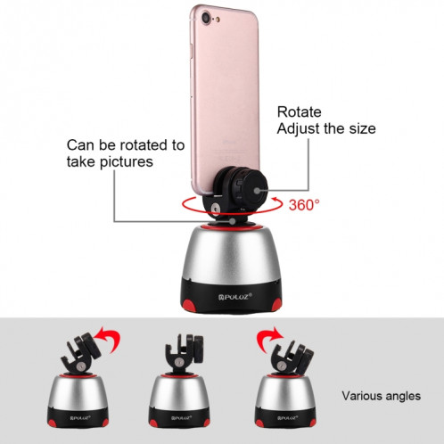 Tête panoramique PULUZ Electronic à rotation à 360 degrés avec télécommande pour téléphones intelligents, GoPro, appareils photo DSLR (rouge) SP360R1237-025