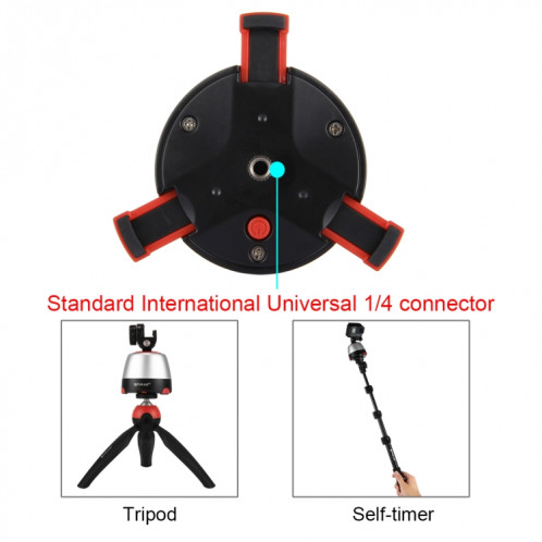 Tête panoramique PULUZ Electronic à rotation à 360 degrés avec télécommande pour téléphones intelligents, GoPro, appareils photo DSLR (rouge) SP360R1237-025