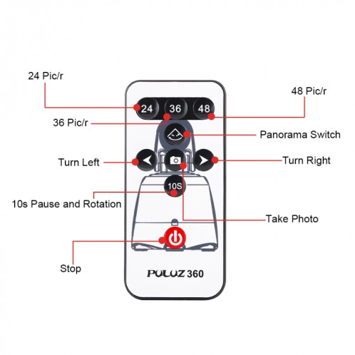 Tête panoramique PULUZ Electronic à rotation à 360 degrés avec télécommande pour téléphones intelligents, GoPro, appareils photo DSLR (rouge) SP360R1237-025