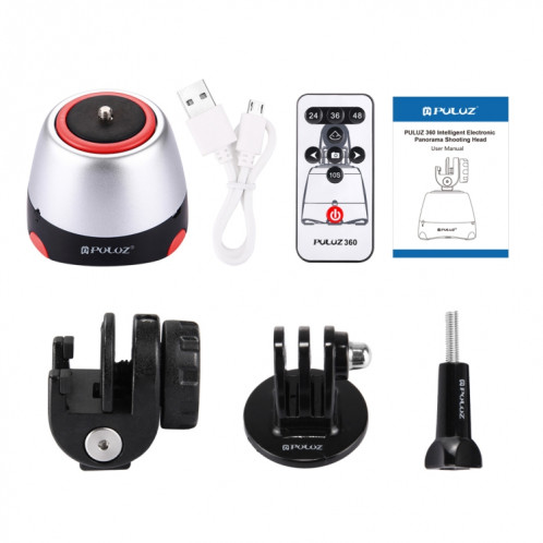 Tête panoramique PULUZ Electronic à rotation à 360 degrés avec télécommande pour téléphones intelligents, GoPro, appareils photo DSLR (rouge) SP360R1237-025