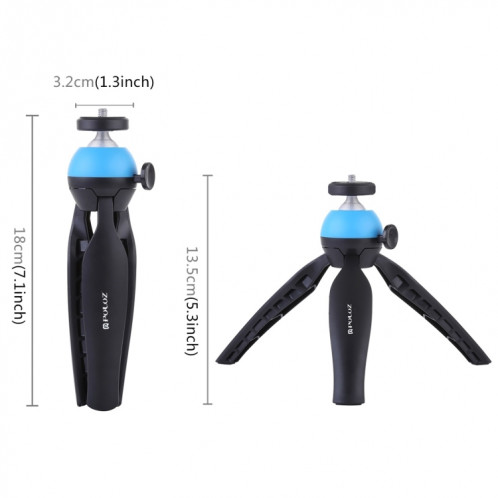 Support de trépied de poche PULUZ Mini avec rotule à 360 degrés pour téléphones intelligents, GoPro, appareils photo DSLR (bleu) SP361L1499-011