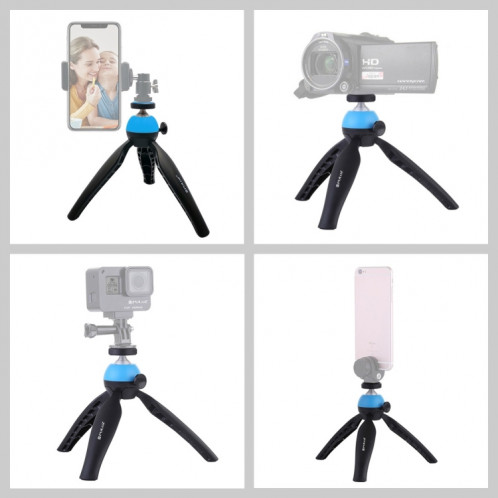 Support de trépied de poche PULUZ Mini avec rotule à 360 degrés pour téléphones intelligents, GoPro, appareils photo DSLR (bleu) SP361L1499-011