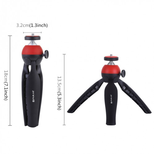 Support de trépied de poche Mini PULUZ avec rotule à 360 degrés pour téléphones intelligents, GoPro, appareils photo DSLR (rouge) SP361R155-011