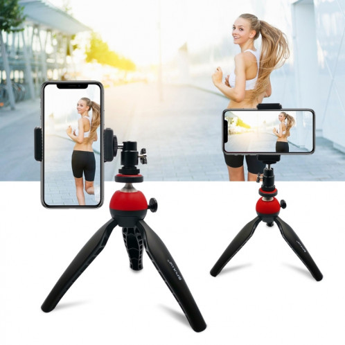 Support de trépied de poche Mini PULUZ avec rotule à 360 degrés pour téléphones intelligents, GoPro, appareils photo DSLR (rouge) SP361R155-011