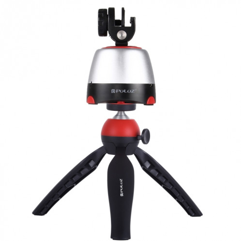 Tête panoramique PULUZ Electronic à rotation à 360 degrés + support de trépied + pince GoPro + pince de téléphone avec télécommande pour téléphones intelligents, GoPro, appareils photo DSLR (rouge) SP362R1861-021