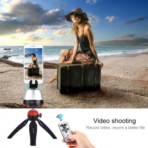 Tête panoramique PULUZ Electronic à rotation à 360 degrés + support de trépied + pince GoPro + pince de téléphone avec télécommande pour téléphones intelligents, GoPro, appareils photo DSLR (rouge) SP362R1861-021