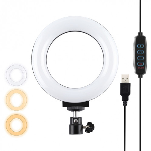 Puluz 4.7 pouces 12cm USB 3 modes Dimmable Bague LED Selfie Beauté Vlogging Photographie Vidéo lumières avec tête de boule de trépied (noir) SPU377957-014