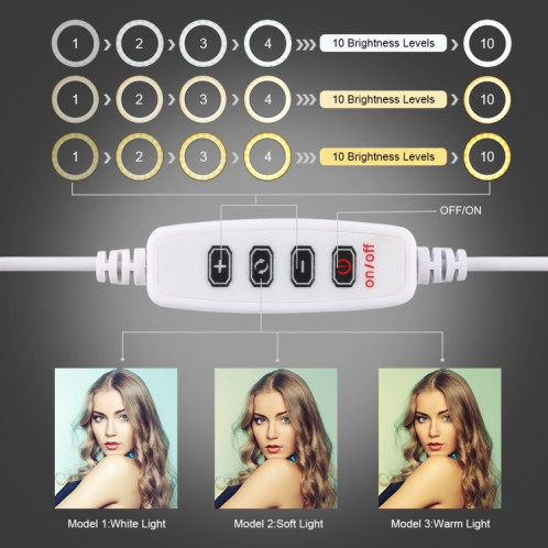 Puluz 4.7 pouces 12cm USB 3 modes Dimmable Bague LED Selfie Beauty Vlogging Photographie Photographie Vidéo avec tête de boule de trépied (rose) SP377F1871-013