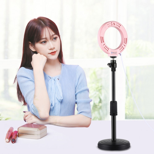 Puluz 4.7 pouces 12cm USB 3 modes Dimmable Bague LED Selfie Beauty Vlogging Photographie Photographie Vidéo avec tête de boule de trépied (rose) SP377F1871-013