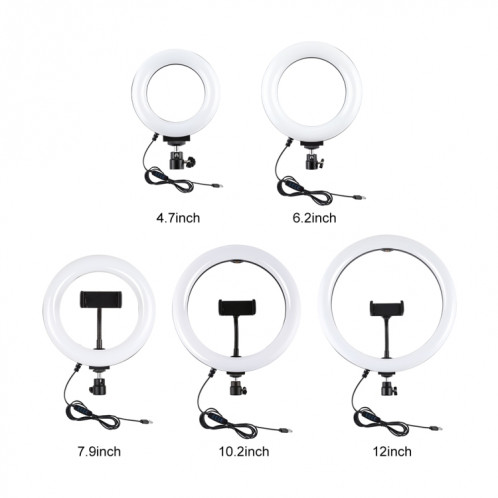 Puluz 4.7 pouces 12cm USB 3 modes Dimmable Bague LED Selfie Beauté Vlogging Photographie Vidéo lumières avec tête de boule de trépied (noir) SPU377957-014