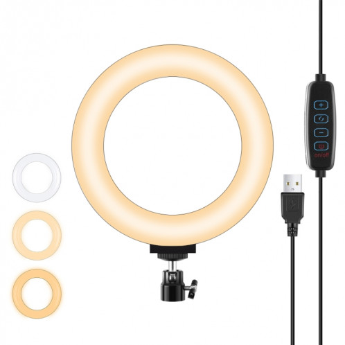 PULUZ 6.2 pouces 16cm USB 3 modes Dimmable LED Anneau Vlogging Photographie Vidéo Lumières avec Trépied Rotule (Noir) SPU3781681-012