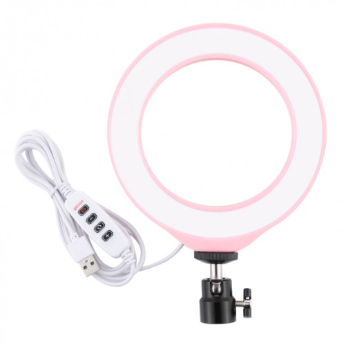 PULUZ 6.2 pouces 16cm USB 3 modes Dimmable LED Anneau Vlogging Photographie Vidéo Lumières avec Trépied Rotule (Rose) SP378F888-012