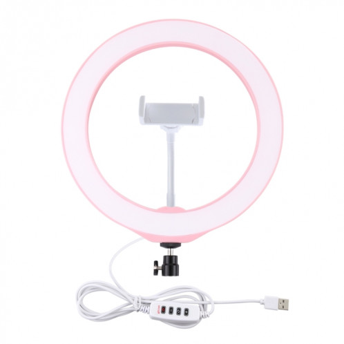 Puluz 10,2 pouces 26cm USB 3 modes Dimmable Bague de LED Vlogging Selfie Beauté Photographie Photographie Photographie Vidéo avec pile de têtes de boule de trépied (rose) SP397F569-013