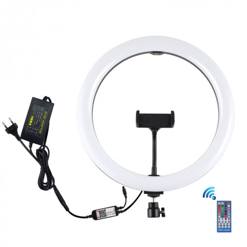 Puluz 11,8 pouces 30cm RVB RGB Bague LED Dimmable Vlogging Selfie Photographie Photographie Vidéo lumineuses avec pile à boule de trépied à chaussure froide (Noir) (Plug UE) SP11EU173-017