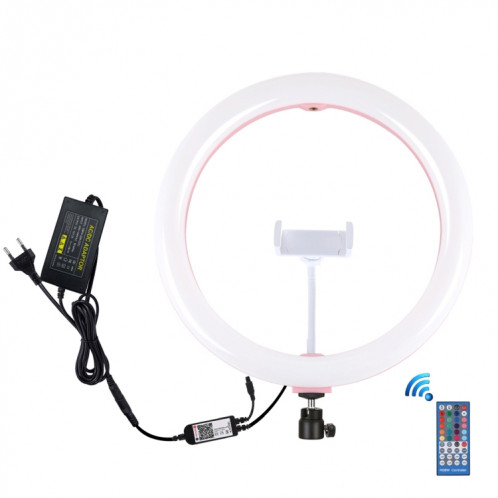 Puluz 11,8 pouces 30cm RVB RGB Bague LED Dimmable Vlogging Selfie Photographie Photographie Vidéo lumières avec une chaussure froide Tête de trépied Tête de balle et pince de téléphone (rose) (Plug UE) SP1FEU1322-017