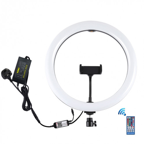 Puluz 11,8 pouces 30cm RVB RGB DIMMABLE LED Bague Vlogging Selfie Photographie Vidéo S'allonge avec la tête de boule de trépied de trépied froide et pince de téléphone (Noir) (Plug-UK) SP11UK1383-017